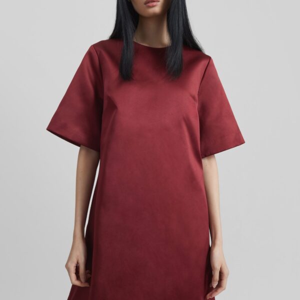 The Frankie Shop Harperz Mini Dress - Cabernet - Oversized Minimalist Dresses in Red - Shop at Coveti