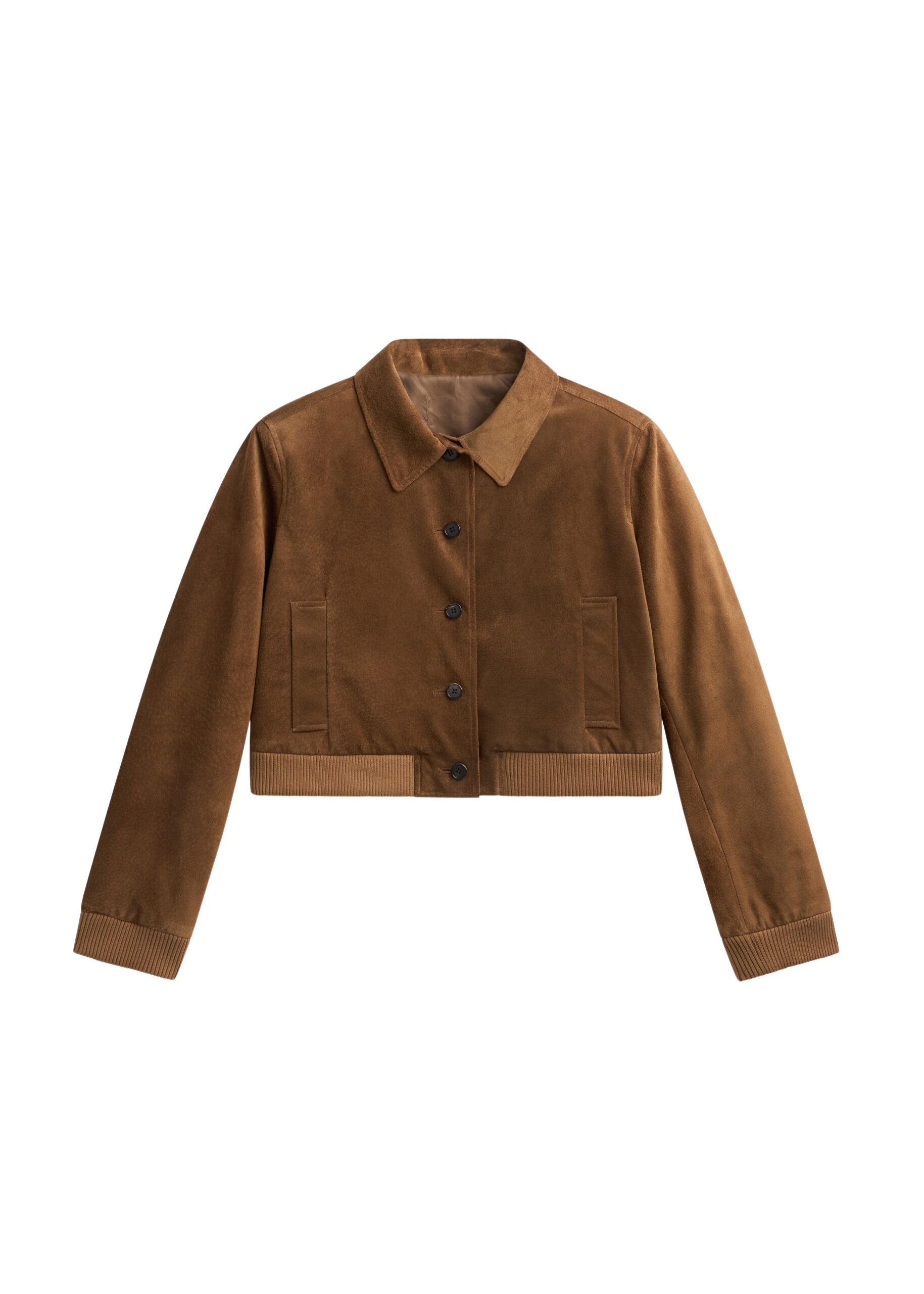 The Frankie Shop Hartford Suede Short Jacket – Dark Camel