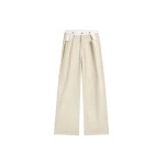 The Frankie Shop Hayla Contrast Denim Pants - Beige/Off White - Oversized Minimalist Pants in Multicolour - Shop at Coveti