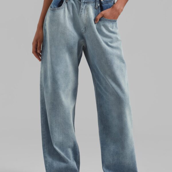 The Frankie Shop Hayla Contrast Denim Pants - Light Wash/Blue - Oversized Minimalist Pants in Multicolour - Shop at Coveti