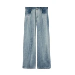 The Frankie Shop Hayla Contrast Denim Pants - Light Wash/Blue - Oversized Minimalist Pants in Multicolour - Shop at Coveti