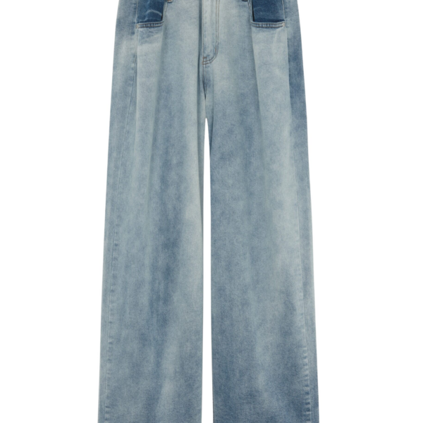 The Frankie Shop Hayla Contrast Denim Pants - Light Wash/Blue - Oversized Minimalist Pants in Multicolour - Shop at Coveti