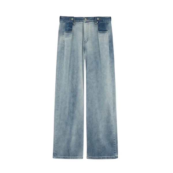 The Frankie Shop Hayla Contrast Denim Pants - Light Wash/Blue - Oversized Minimalist Pants in Multicolour - Shop at Coveti