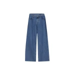 The Frankie Shop Hayla Denim Pants - Medium Wash - Oversized Minimalist Pants in Grey - Shop at Coveti