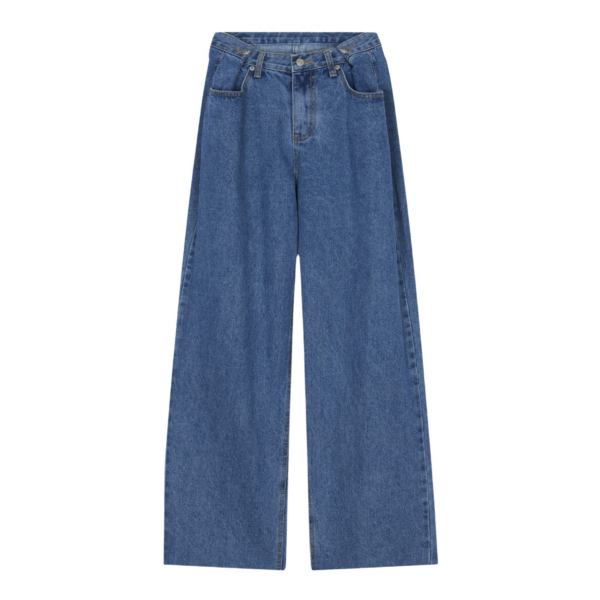 The Frankie Shop Hayla Denim Pants - Medium Wash - Oversized Minimalist Pants in Grey - Shop at Coveti