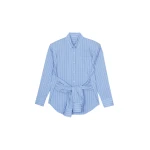 The Frankie Shop Heaton Double-Sleeve Padded Shirt - Blue/White Stripe - Oversized Minimalist Tops in Multicolour - Shop at Coveti