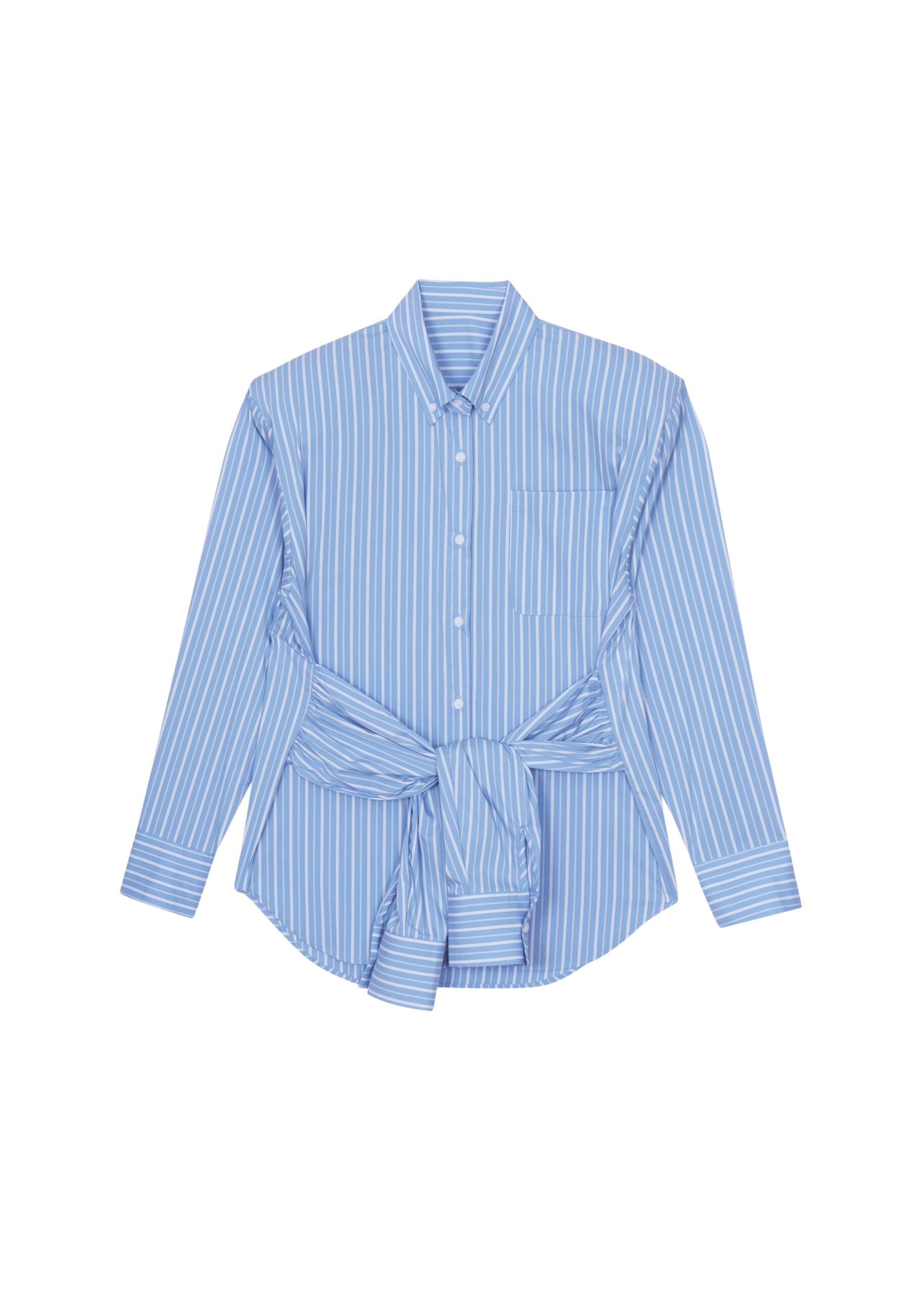The Frankie Shop Heaton Double-Sleeve Padded Shirt – Blue/White Stripe