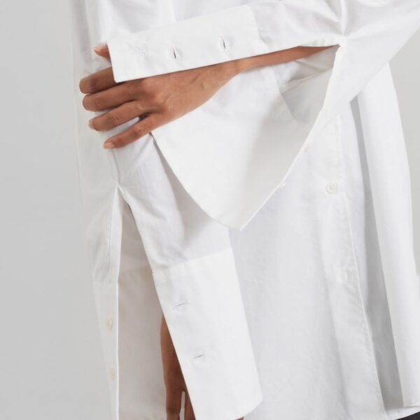 The Frankie Shop Helen Organic Cotton Long Shirt - White - Oversized Minimalist Tops in White - Shop at Coveti