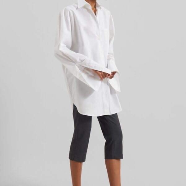 The Frankie Shop Helen Organic Cotton Long Shirt - White - Oversized Minimalist Tops in White - Shop at Coveti