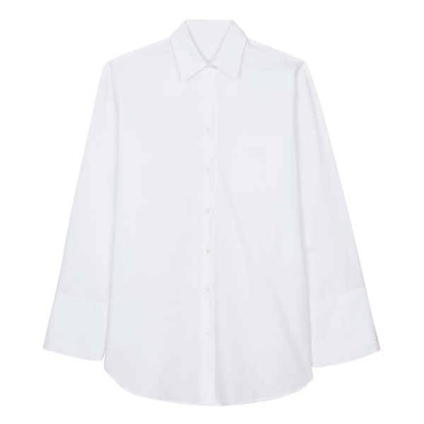 The Frankie Shop Helen Organic Cotton Long Shirt - White - Oversized Minimalist Tops in White - Shop at Coveti
