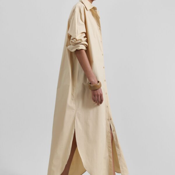 The Frankie Shop Helena Shirt Dress - Beige - Oversized Minimalist Dresses in Beige - Shop at Coveti