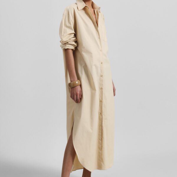 The Frankie Shop Helena Shirt Dress - Beige - Oversized Minimalist Dresses in Beige - Shop at Coveti