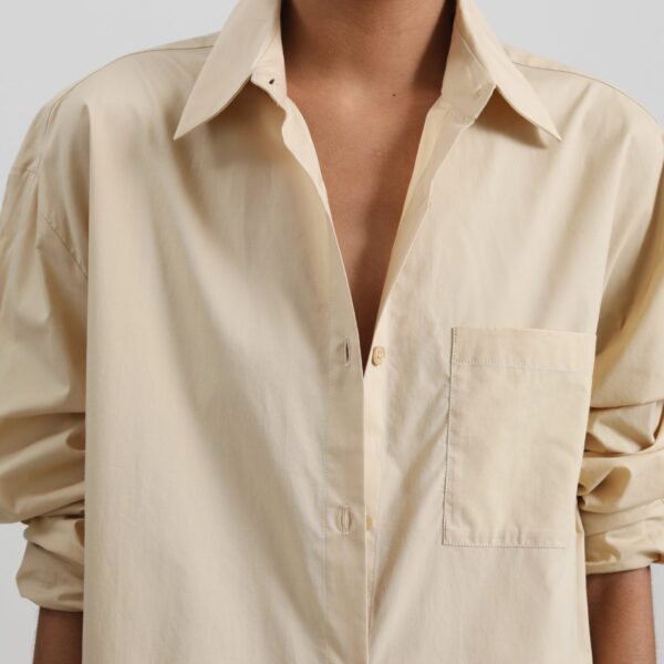 The Frankie Shop Helena Shirt Dress - Beige - Oversized Minimalist Dresses in Beige - Shop at Coveti