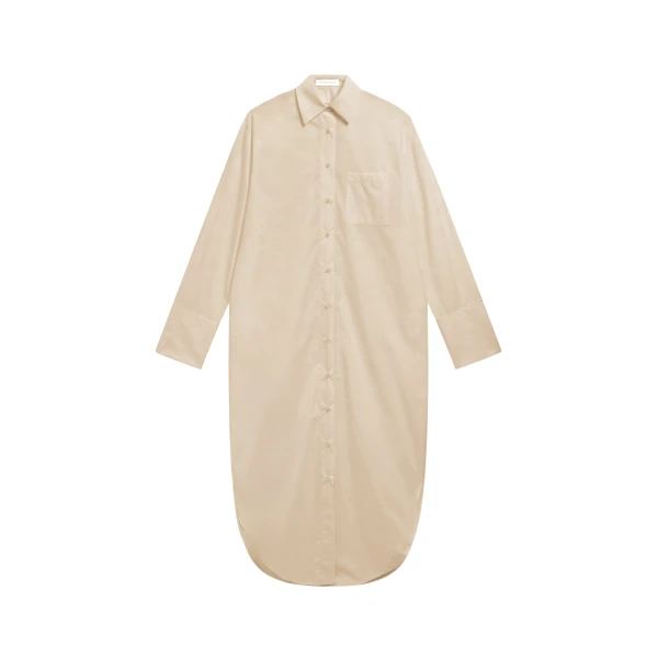 The Frankie Shop Helena Shirt Dress - Beige - Oversized Minimalist Dresses in Beige - Shop at Coveti