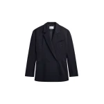 The Frankie Shop Helmond Double-Breasted Blazer - Black Multi Stripe - Oversized Minimalist Jackets in Multicolour - Shop at Coveti