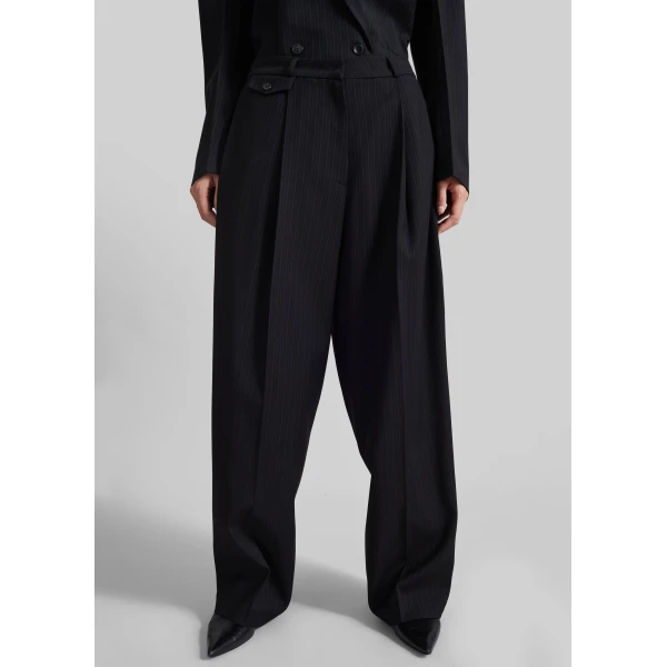 The Frankie Shop Helmond Pleated Trousers – Black Multi Stripe, view 3