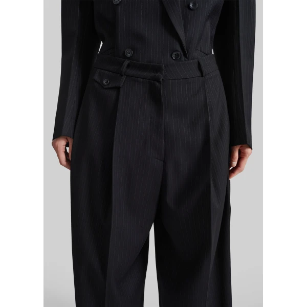 The Frankie Shop Helmond Pleated Trousers – Black Multi Stripe, view 5