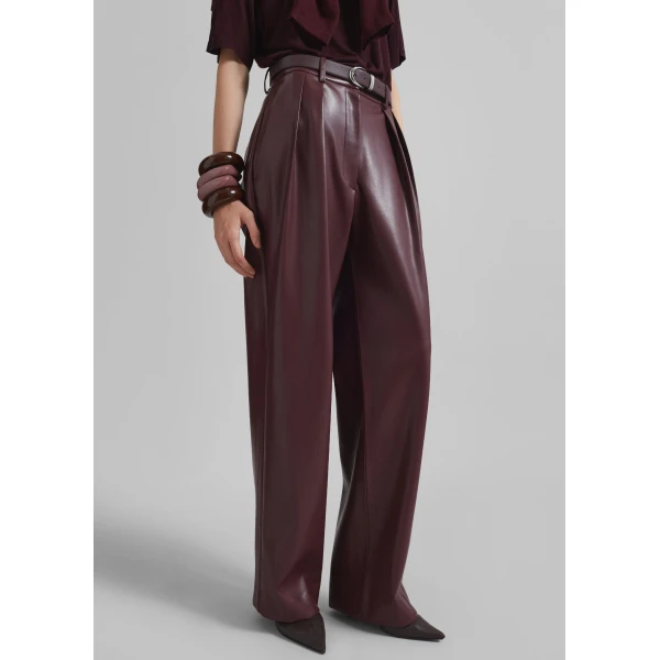 The Frankie Shop Helsinki Faux Leather Pants – Burgundy, view 2