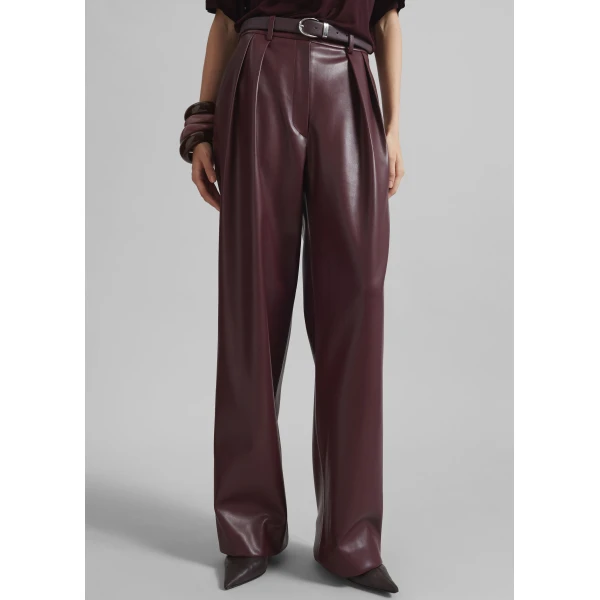 The Frankie Shop Helsinki Faux Leather Pants – Burgundy, view 4
