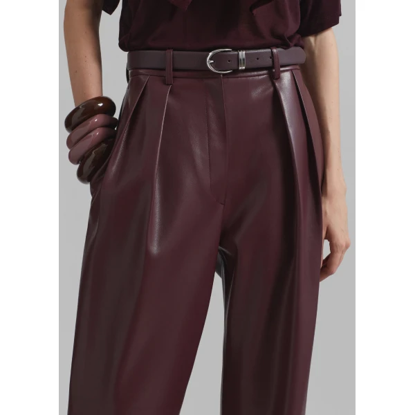 The Frankie Shop Helsinki Faux Leather Pants – Burgundy, view 5