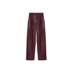 The Frankie Shop Helsinki Faux Leather Pants - Burgundy - Oversized Minimalist Pants in Red - Shop at Coveti