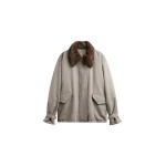 The Frankie Shop Hemavan Faux Fur Lined Jacket - Taupe - Oversized Minimalist Jackets in Beige - Shop at Coveti