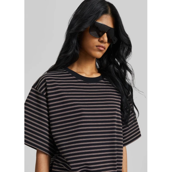 The Frankie Shop Hemse T-Shirt Dress – Black Multi Stripe, view 4