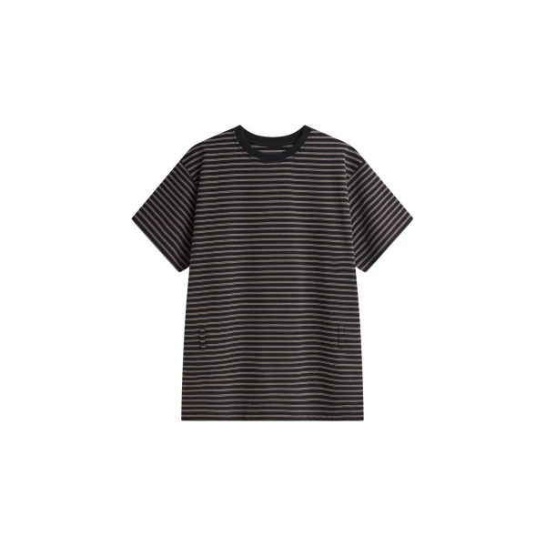 The Frankie Shop Hemse T-Shirt Dress - Black Multi Stripe - Oversized Minimalist Dresses in Multicolour - Shop at Coveti