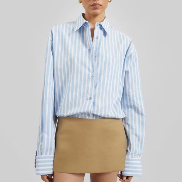 The Frankie Shop Hera Cotton Mini Skirt - Camel - Oversized Minimalist Skirts in Beige - Shop at Coveti