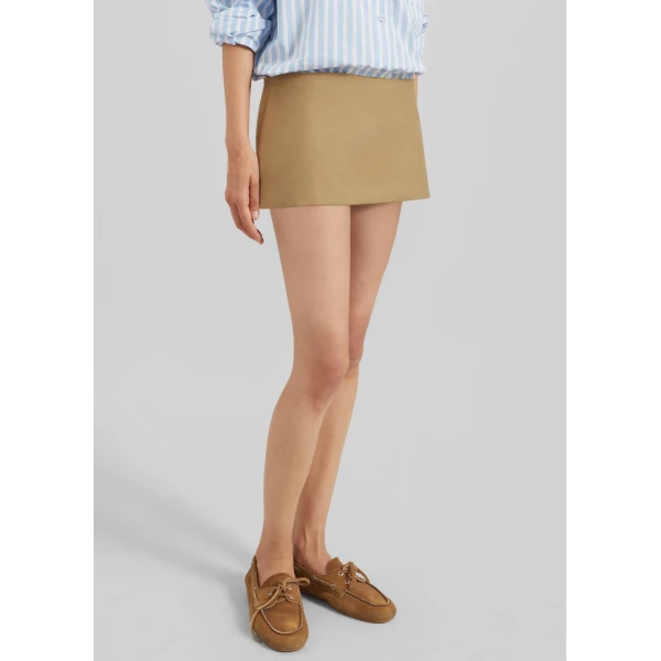 The Frankie Shop Hera Cotton Mini Skirt – Camel, view 3