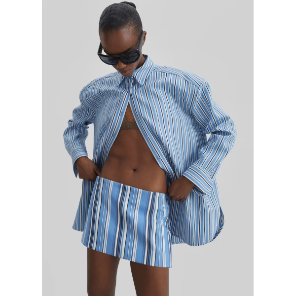 The Frankie Shop Hera Mini Skirt – Blue Multi Stripe, view 3