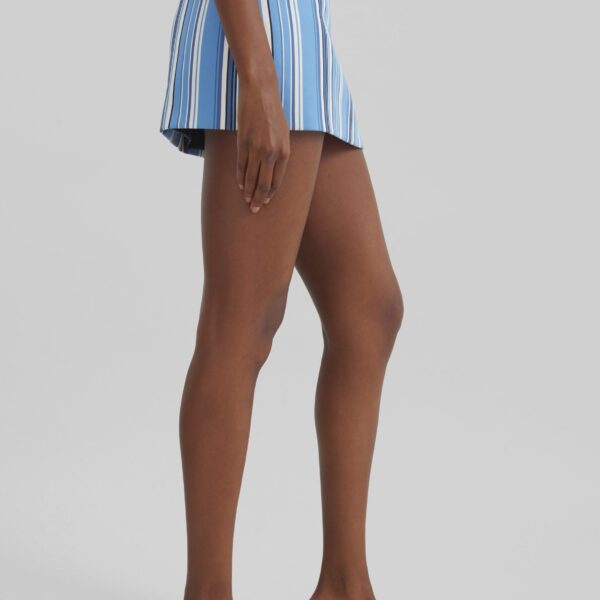 The Frankie Shop Hera Mini Skirt - Blue Multi Stripe - Oversized Minimalist Skirts in Multicolour - Shop at Coveti