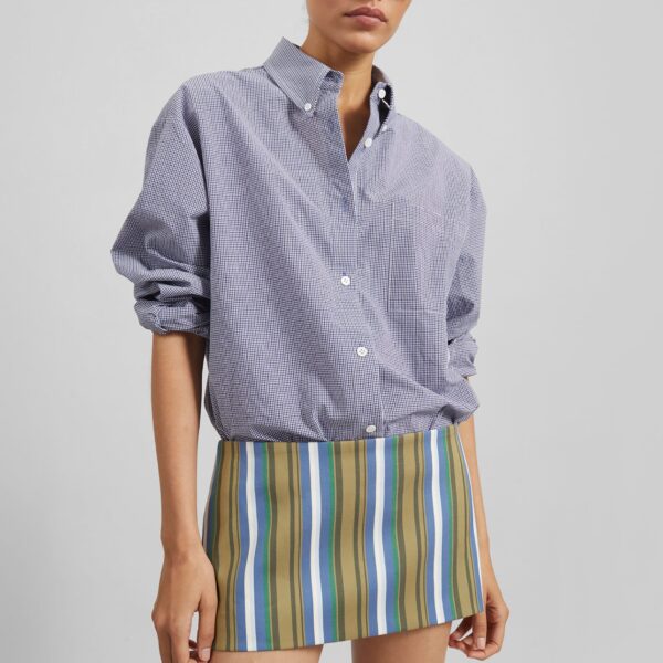 The Frankie Shop Hera Mini Skirt - Green Multi Stripe - Oversized Minimalist Skirts in Multicolour - Shop at Coveti