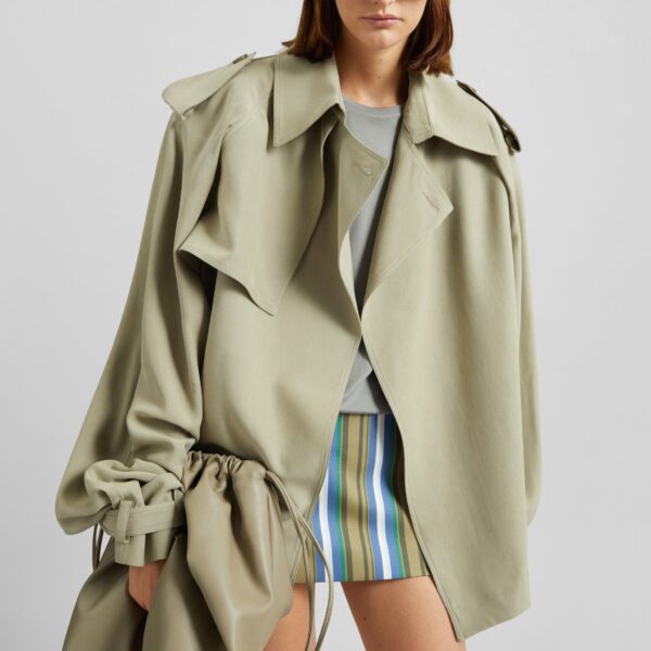 The Frankie Shop Hera Mini Skirt - Green Multi Stripe - Oversized Minimalist Skirts in Multicolour - Shop at Coveti