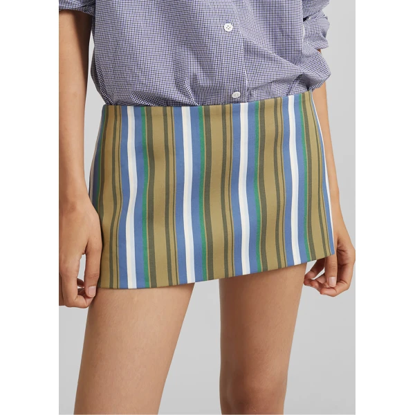 The Frankie Shop Hera Mini Skirt – Green Multi Stripe, view 4
