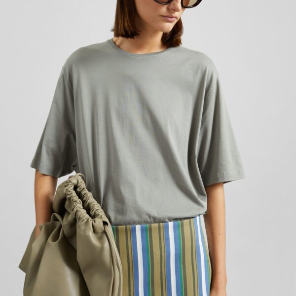 The Frankie Shop Hera Mini Skirt - Green Multi Stripe - Oversized Minimalist Skirts in Multicolour - Shop at Coveti