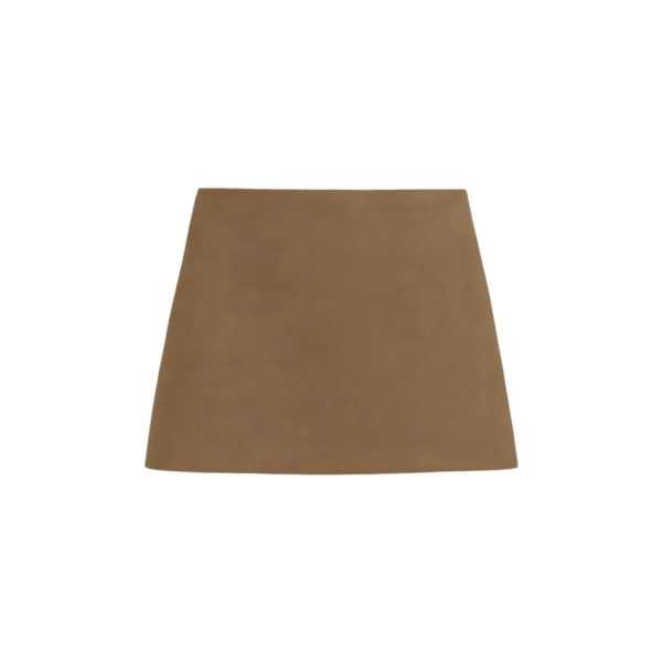 The Frankie Shop Hera Satin Mini Skirt - Brown - Oversized Minimalist Skirts in Beige - Shop at Coveti