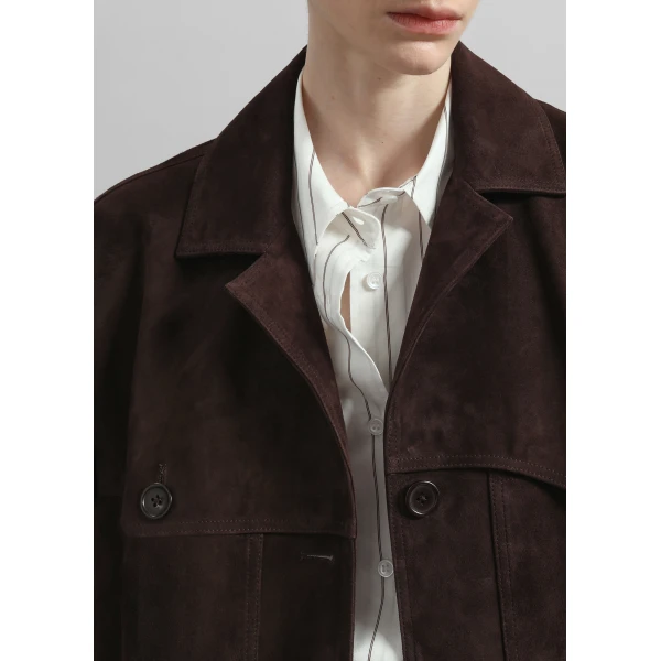The Frankie Shop Hester Faux Suede Jacket – Brown, view 5