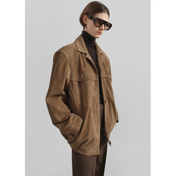The Frankie Shop Hester Faux Suede Jacket – Camel, view 2