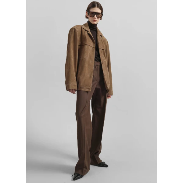 The Frankie Shop Hester Faux Suede Jacket – Camel, view 3