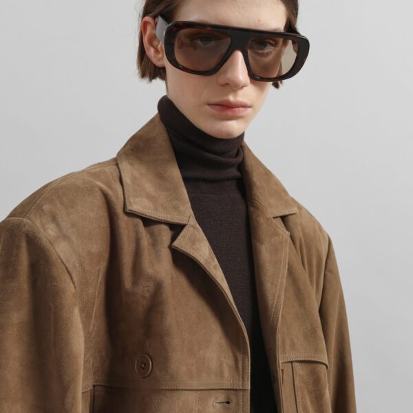The Frankie Shop Hester Faux Suede Jacket - Camel - Oversized Minimalist Jackets in Beige - Shop at Coveti