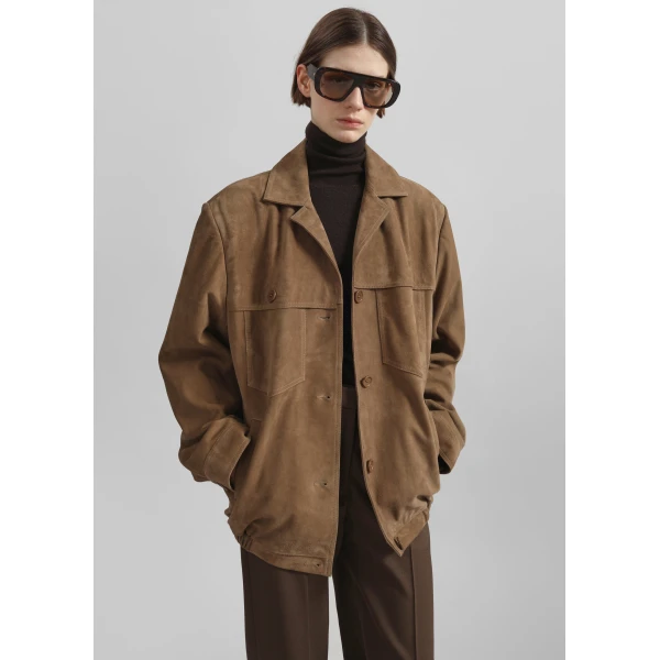 The Frankie Shop Hester Faux Suede Jacket – Camel, view 5
