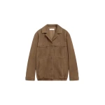 The Frankie Shop Hester Faux Suede Jacket - Camel - Oversized Minimalist Jackets in Beige - Shop at Coveti