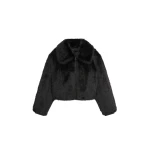 The Frankie Shop Hope Faux Fur Jacket - Black - Oversized Minimalist Jackets in Black - Shop at Coveti