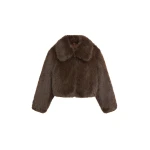The Frankie Shop Hope Faux Fur Jacket - Brown - Oversized Minimalist Jackets in Beige - Shop at Coveti