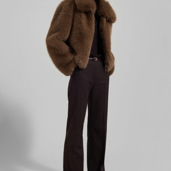 The Frankie Shop Hope Faux Fur Jacket - Camel - Oversized Minimalist Jackets in Beige - Shop at Coveti