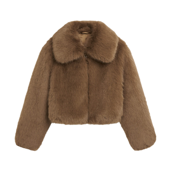 The Frankie Shop Hope Faux Fur Jacket - Camel - Oversized Minimalist Jackets in Beige - Shop at Coveti