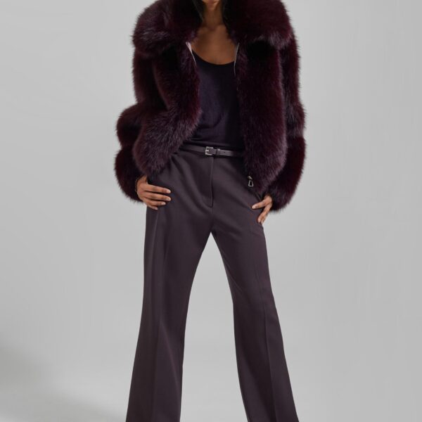 The Frankie Shop Hope Faux Fur Jacket - Dark Plum - Oversized Minimalist Jackets in Purple - Shop at Coveti