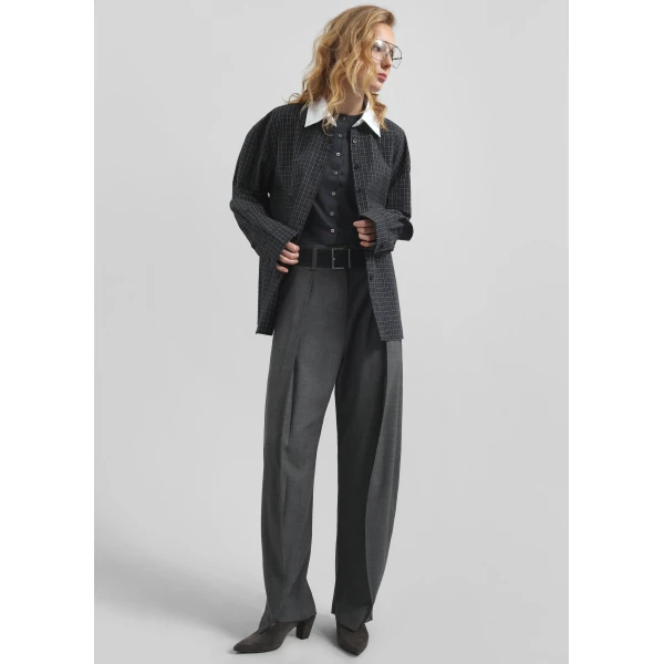 The Frankie Shop Hylan Checked Shirt – Dark Grey, view 6