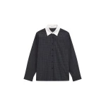 The Frankie Shop Hylan Checked Shirt - Dark Grey - Oversized Minimalist Tops in Grey - Shop at Coveti
